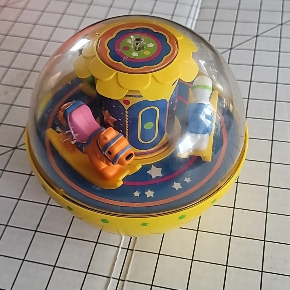 Vintage Musical Fisher Price Roly‎ Poly Chime Ball Rocking Horse Yellow 1985